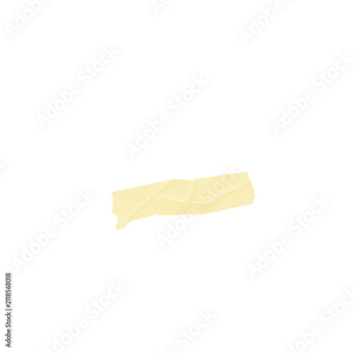 Small Pale Yellow Washi Tape Piece on White Background