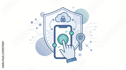 Secure digital identity verification using passkey authentication on a smartphone with cloud security and fingerprint