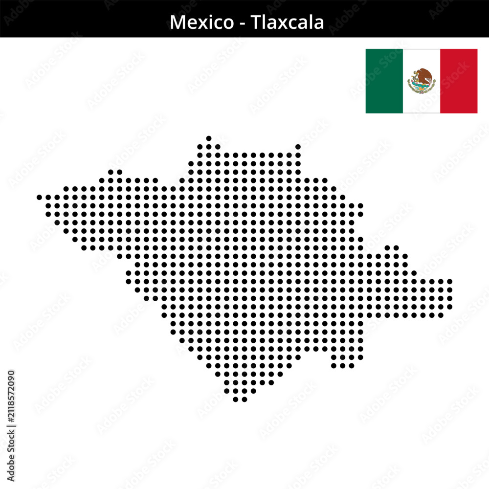 Fototapeta premium Map of Mexico region Tlaxcala in medium size dots
