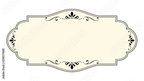 Foto Ornate vintage decorative frame with cream blank label