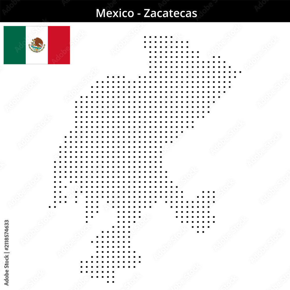 Obraz premium Map of Mexico region Zacatecas in small size square dots
