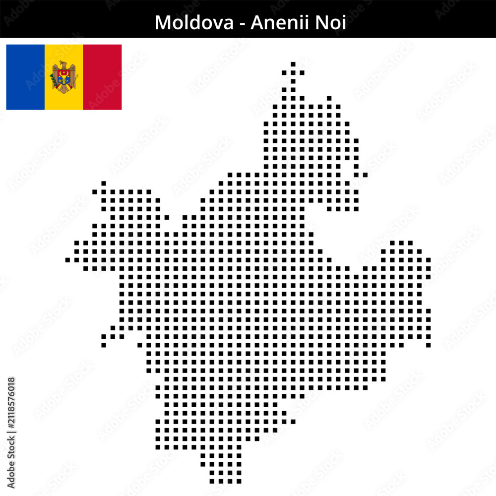 Obraz premium Map of Moldova region Anenii-Noi in medium size square dots