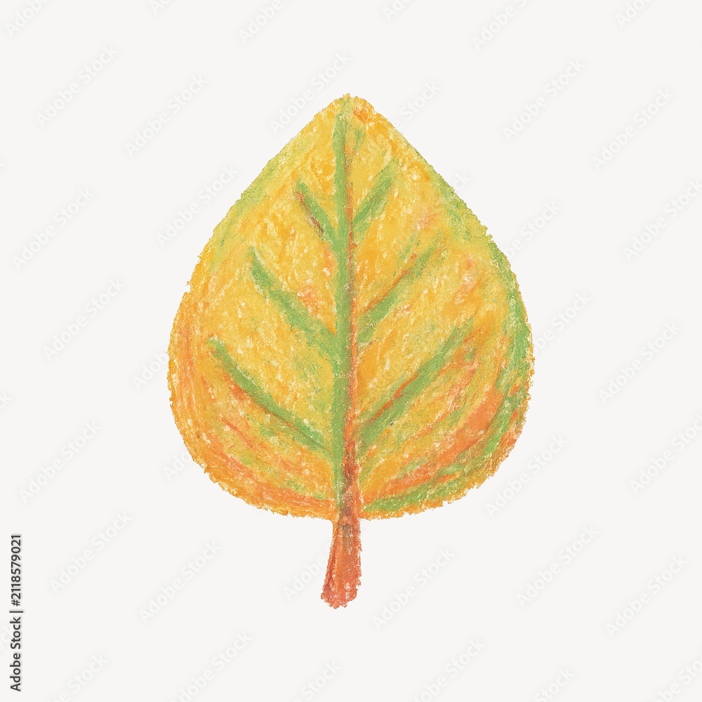Obraz premium Colorful crayon leaf illustration.