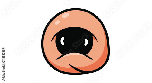 Cartoon Eye with Bold Black Outline and Pink Skin Texture, Vector Illustration