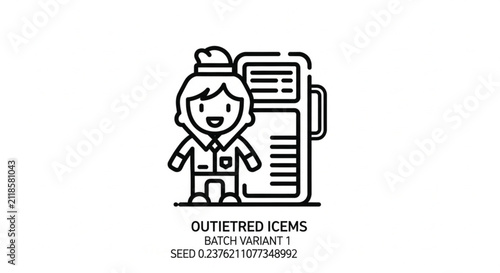 Chibi Chef Character with Bold Outline and Simple Style