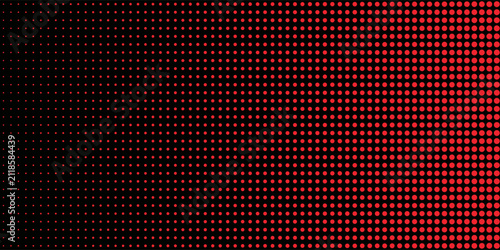 Abstract Red and Black Halftone Gradient Background. Small to big circle dots.