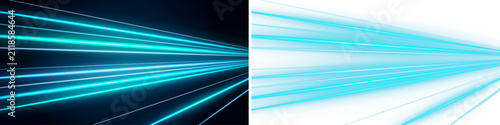 Cyan Perspective Speed Lines Converging Toward the Horizon in a Futuristic Light Tunnel Effect