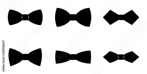 Bild auf Leinwand Six Black Bow Tie Vector Icons, Classic Formal Neckwear Styles, Elegant Accessor
