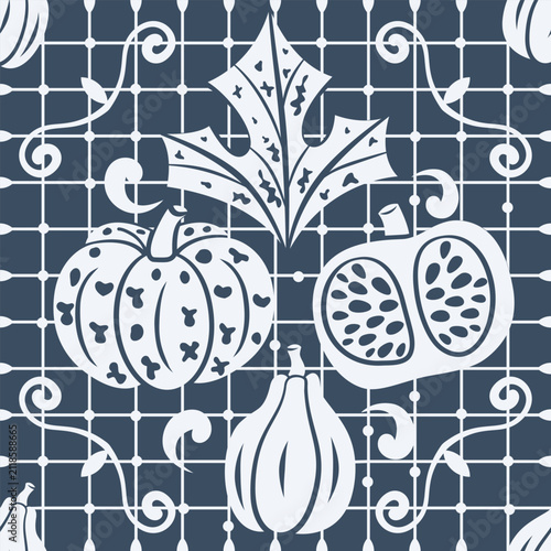 pumpkin vector lace pattern Hollow out silhouettes flat design with line art