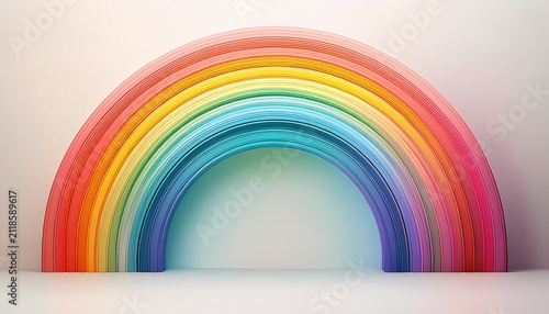Soft Rainbow Arc On White Background