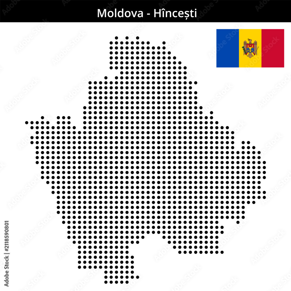 Obraz premium Map of Moldova region Hîncești in medium size dots