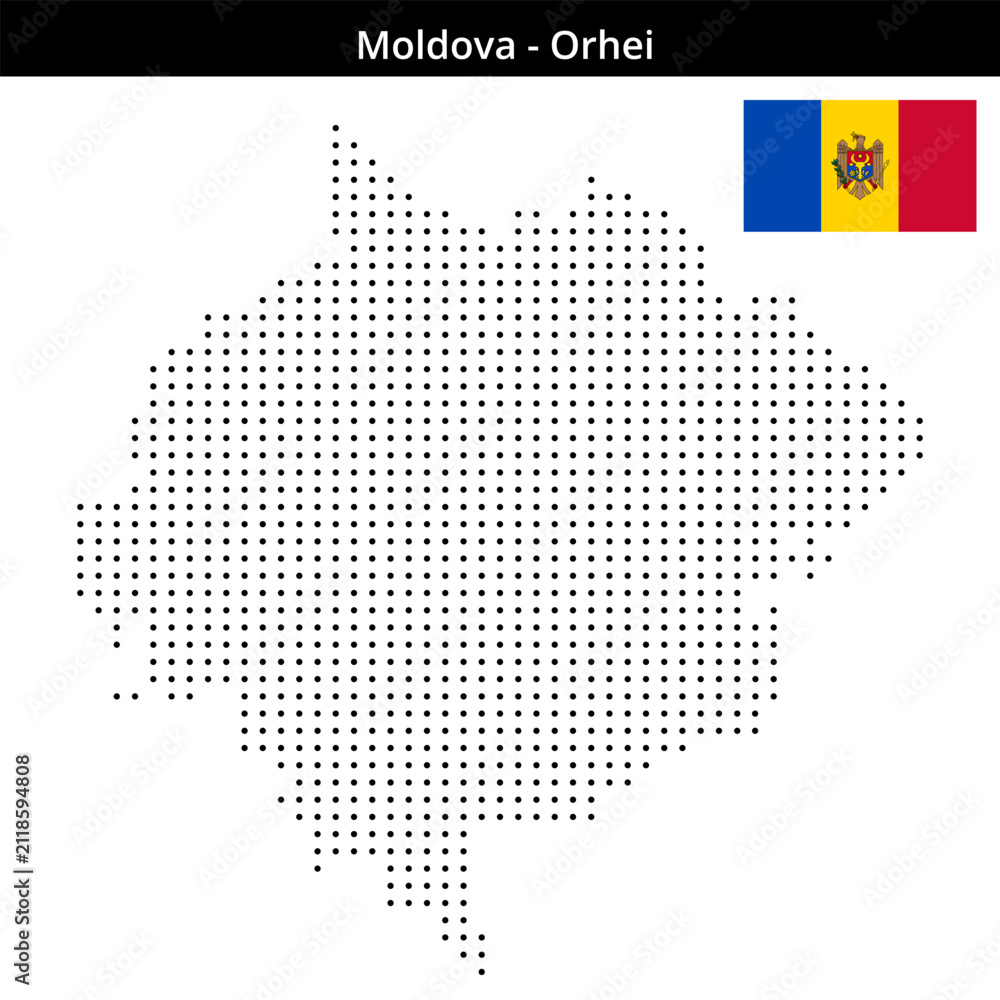 Fototapeta premium Map of Moldova region Orhei in small size dots