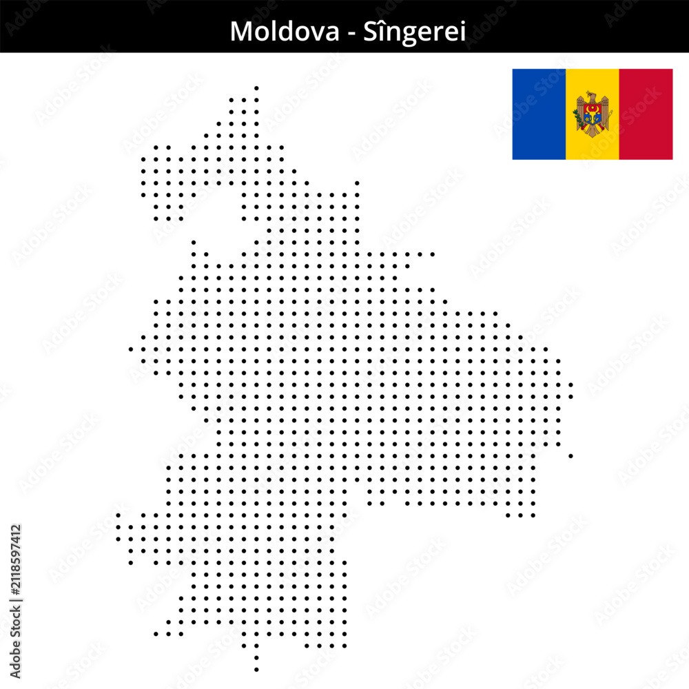 Obraz premium Map of Moldova region Sîngerei in small size dots