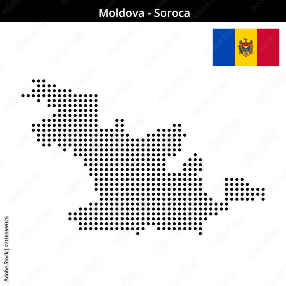 Obraz premium Map of Moldova region Soroca in medium size dots