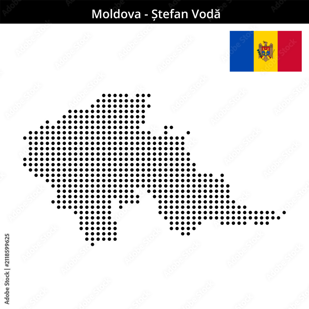 Fototapeta premium Map of Moldova region Ștefan-Vodă in medium size dots