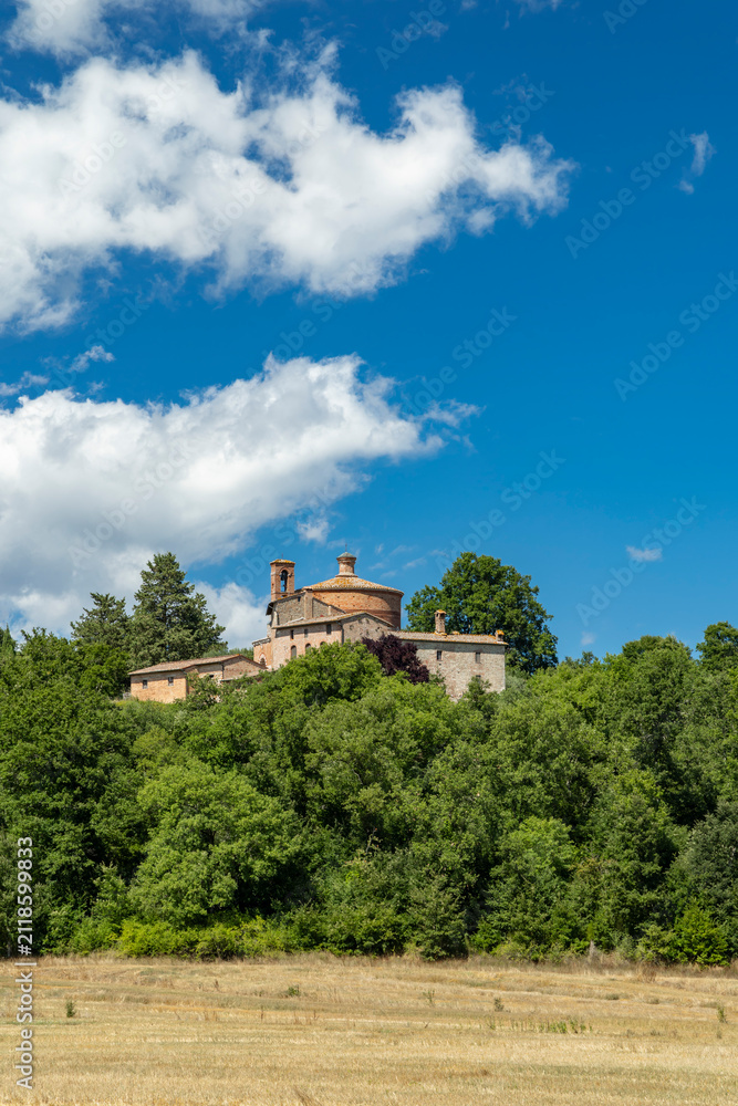 Fototapeta premium Rotonda di Montesiepi and hermitage building, Chiusdino, Tuscany