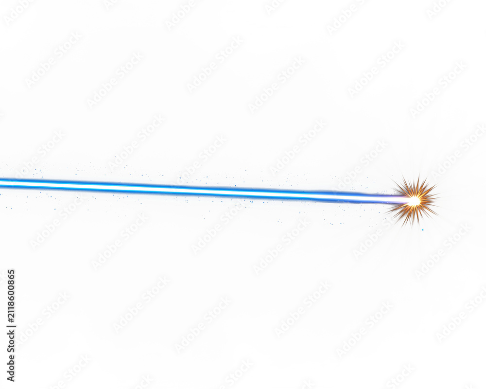 Obraz premium Bright blue light streak with an explosion-like energy source against a dark backdrop