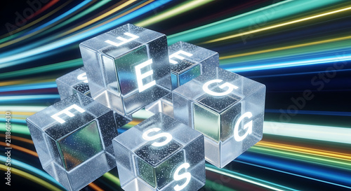 Fototapeta 3d geometric crystals floating in space