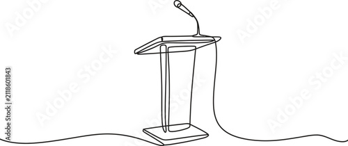 Bild auf Leinwand Continuous single line drawing vector illustration of a podium stand with microp