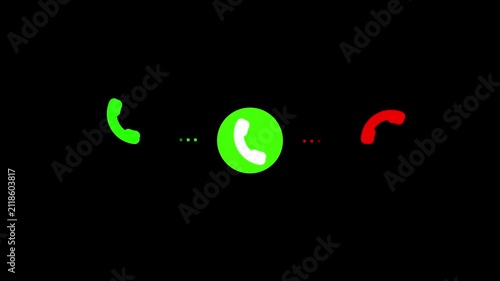 Incoming and Outgoing Phone Call User Interface Animation with Calling Timer and Call Icons Isolated on Dark, White, and Green Screen Chroma Key Backgrounds
