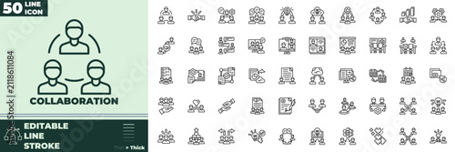 Collaboration Line Editable Icons set