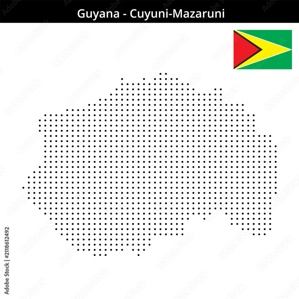 Fototapeta premium Map of Guyana region Cuyuni-Mazaruni in small size dots