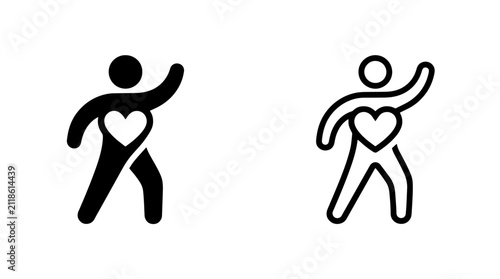 Canvastavla Healthy lifestyle person icon set with heart symbol