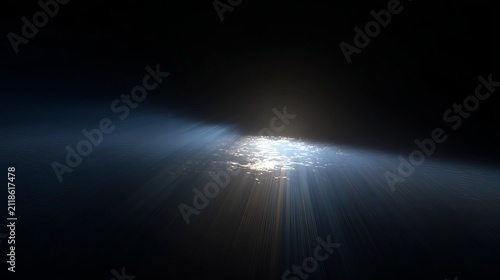 Ethereal light rays pierce through the darkness, creating a mesmerizing spectacle.