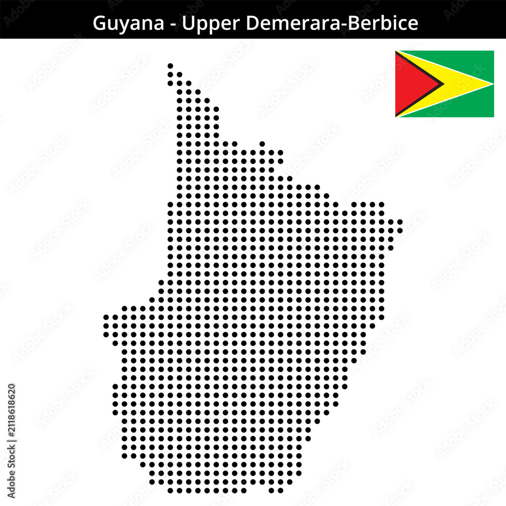 Fototapeta premium Map of Guyana region Upper-Demerara-Berbice in medium size dots