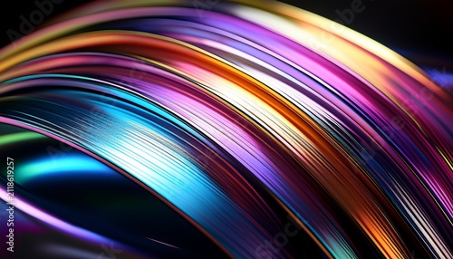 Vibrant Iridescent Curves With Metallic Sheen On Dark Background