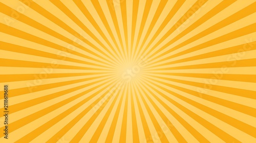 Abstract yellow sunburst background with radial rays. Perfect for vibrant graphic design layouts and joyful.
