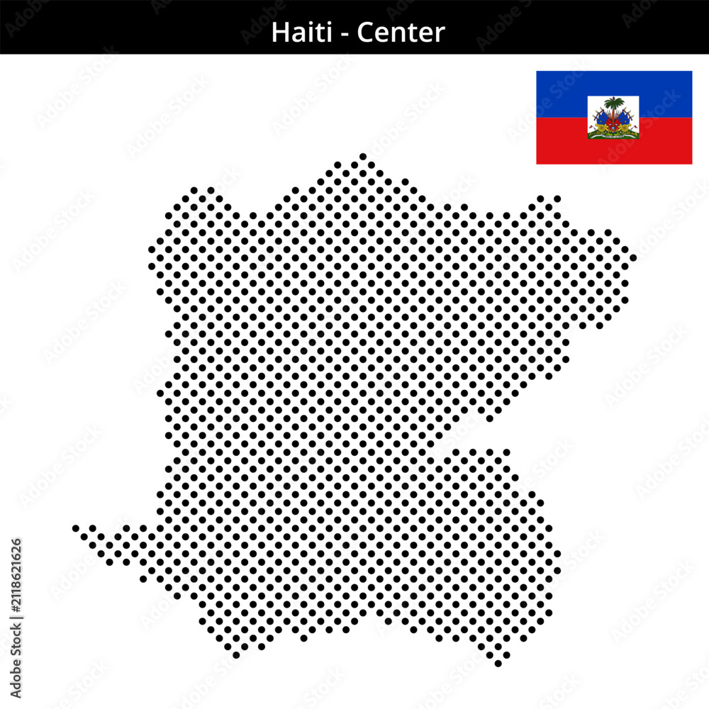 Fototapeta premium Map of Haiti region Center in medium sized cross shaped dots