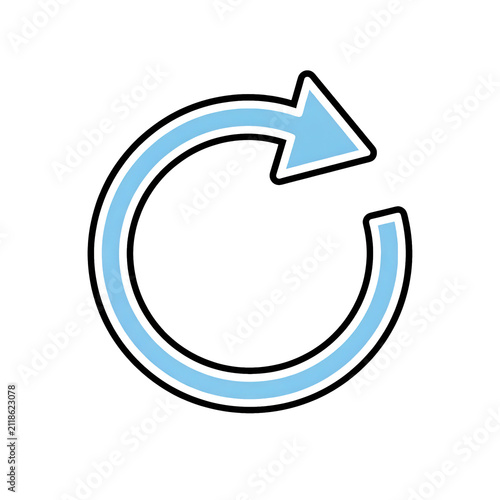 Obraz na płótnie Light blue circular arrow icon for refresh and reload action