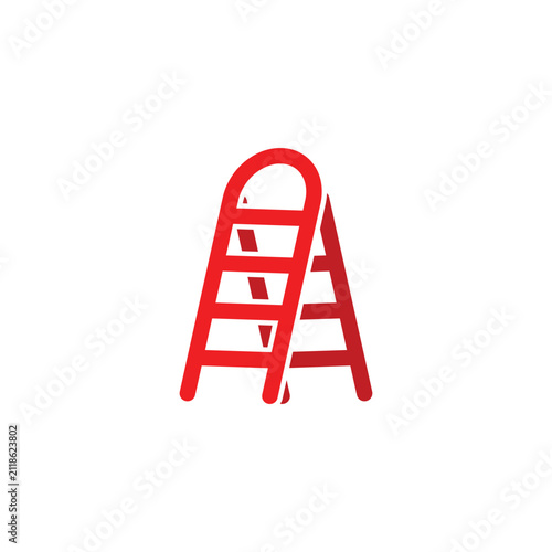 Vector design of a red folding ladder for home decoration.