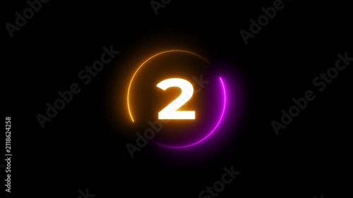 5 seconds countdown timer animation, 5-0 counting down seconds neon number.4 k animation .