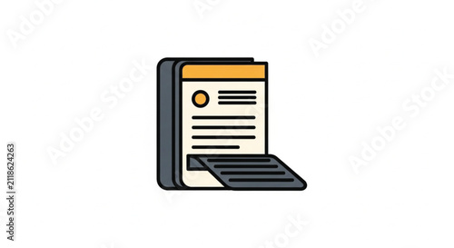 Vector Illustration of a Simple Flat Icon of a Notebook or Journal with Bold Black Outline