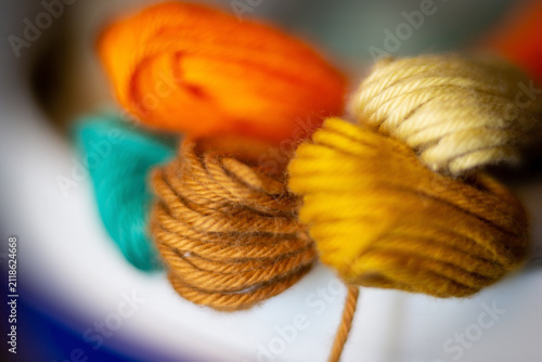 Small skeins of thred in various colors