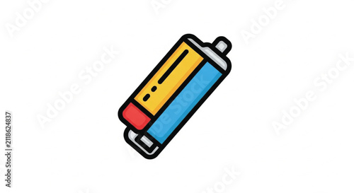 Vibrant Stylized Eraser Icon with Bold Black Outline and Flat Design Elements