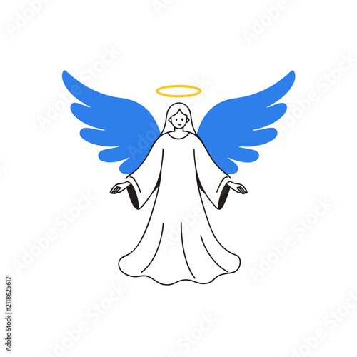 Cuadro en lienzo An adorable illustration of an angel with outstretched wings and a halo, spreading peace and serenity