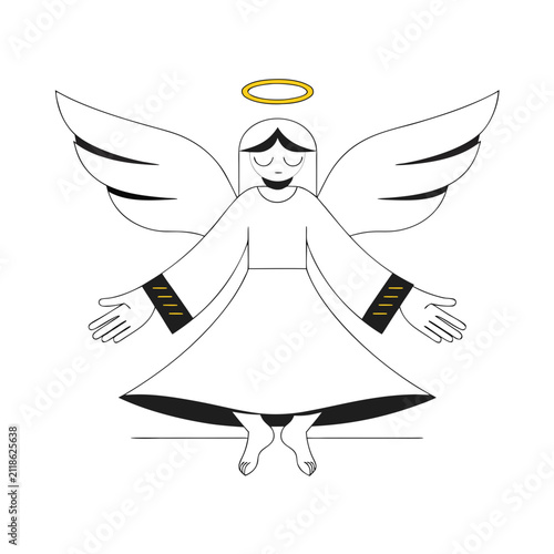 Cuadro en lienzo An adorable illustration of an angel with outstretched wings and a halo, spreading peace and serenity
