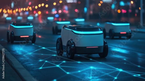 Self-driving delivery robots navigating through IoT connected streets