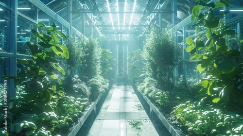 smart greenhouse farm with AI-controlled hydroponics system