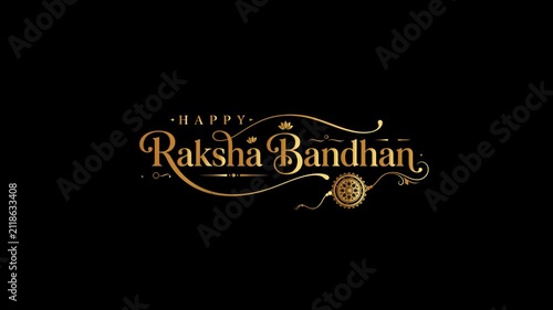 Happy Raksha Bandhan Golden Text Animation on Black Background.