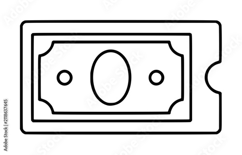 Fotografie Hand-traced vector line icon of a single paper banknote featuring a central oval