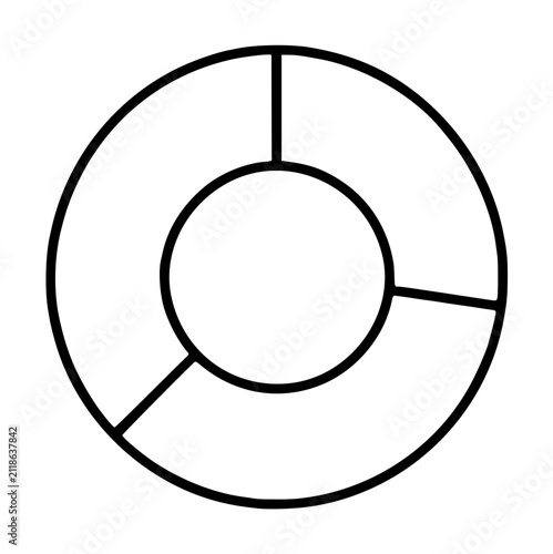 Quadro su tela Hand-traced vector icon illustration of a donut chart with segmented outer ring, depicting statistical data visualization, analytics, pie graph, and proportional division for infographic use