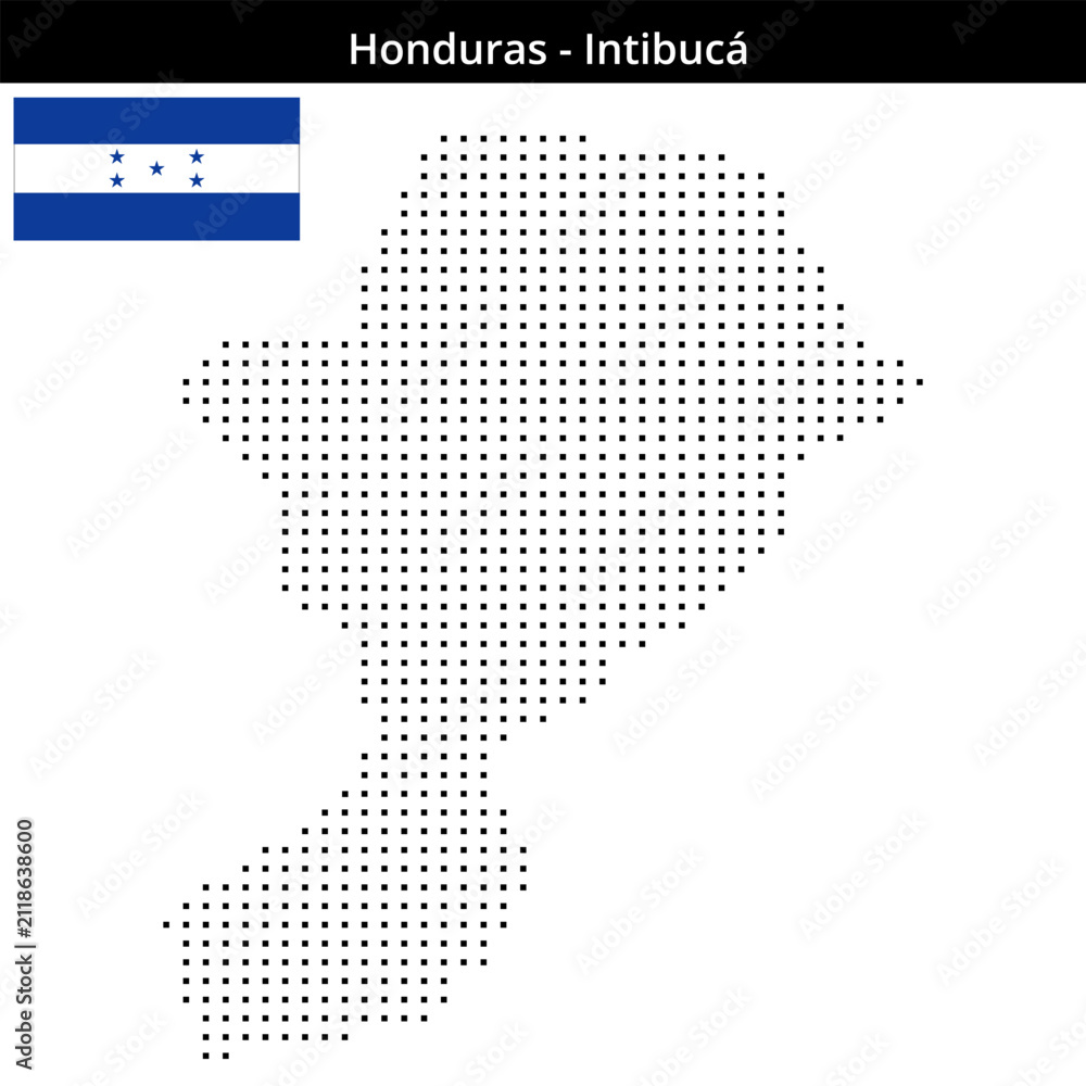Fototapeta premium Map of Honduras region Intibucá in small size square dots