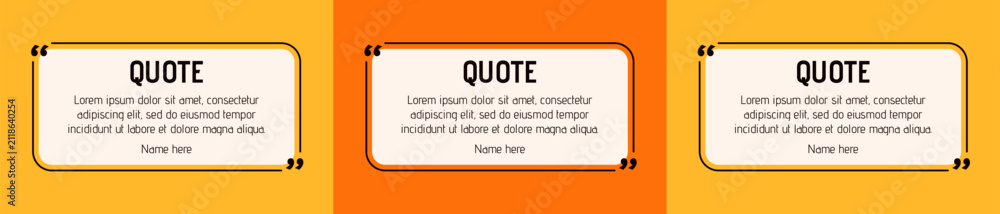 Fototapeta premium Social media yellow and orange testimony layouts.