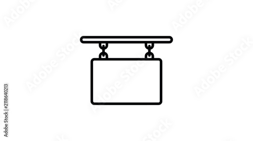Blank hanging storefront sign on metal bracket