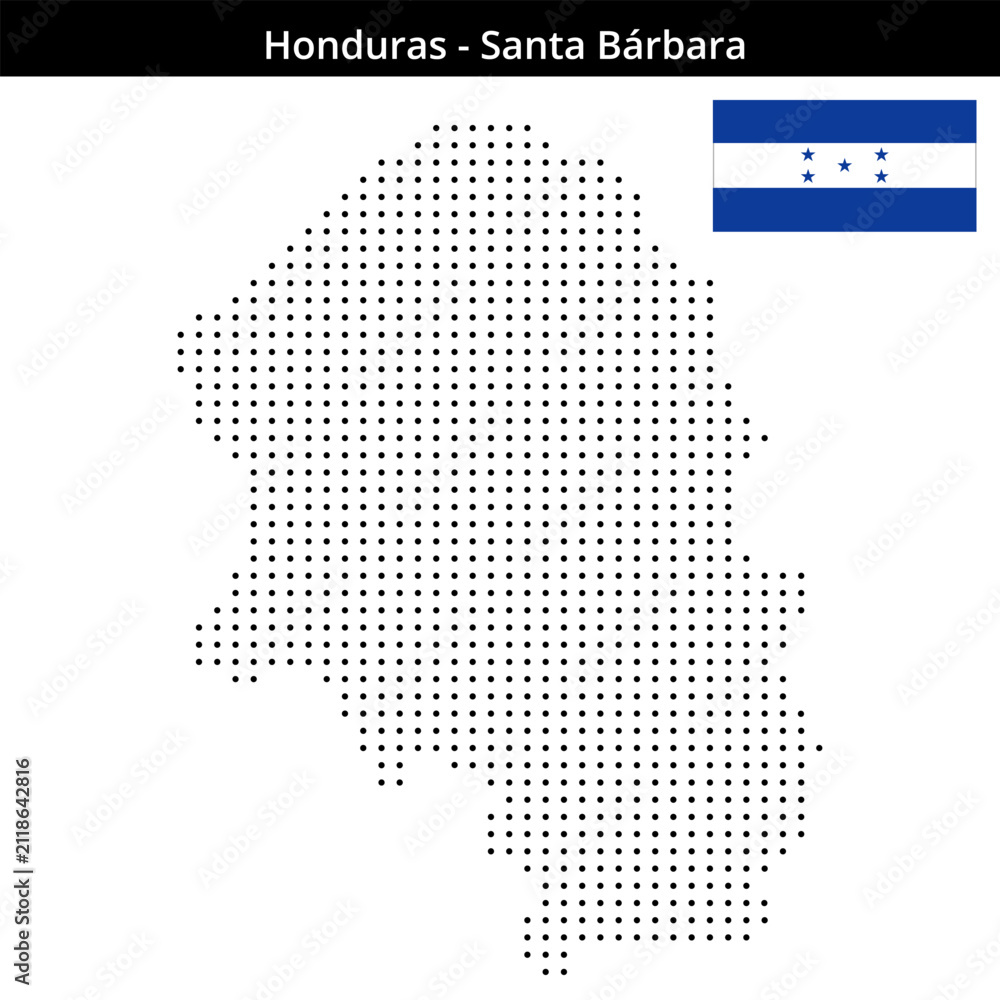 Fototapeta premium Map of Honduras region Santa-Bárbara in small size dots