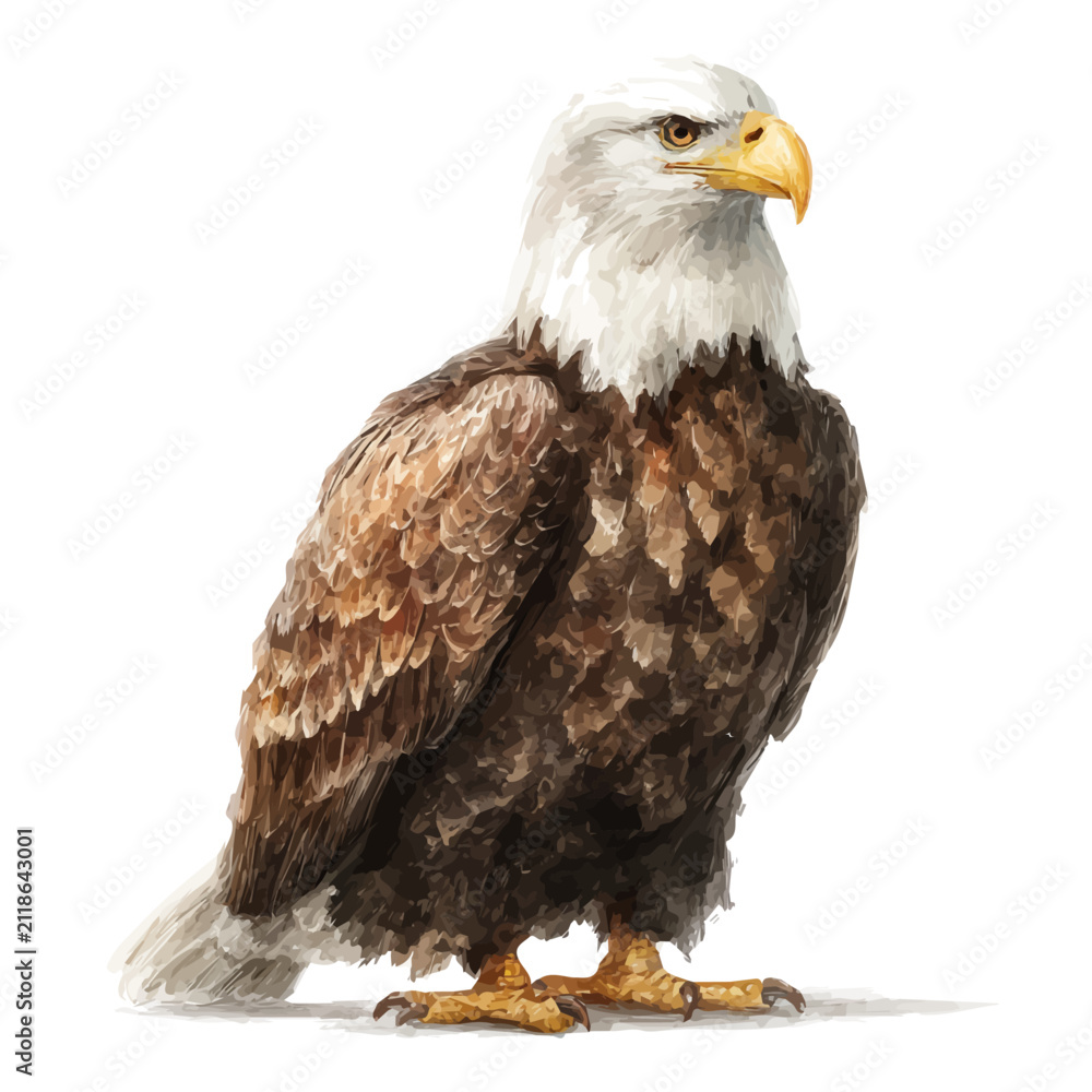 Obraz premium Eagle, isolated watercolor element on white background